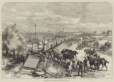 Inscheping van artillerie in treinen in India door Sir John Charles Robinson